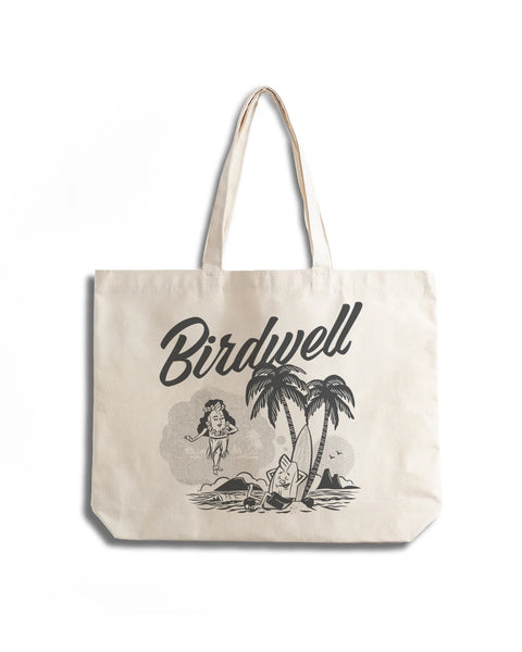 Daydreamin' Birdie Canvas Tote Bag - Bone